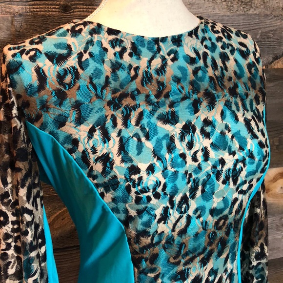 teal leopard print dress